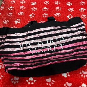 Victoria's Secret Pink and Black Striped Tote